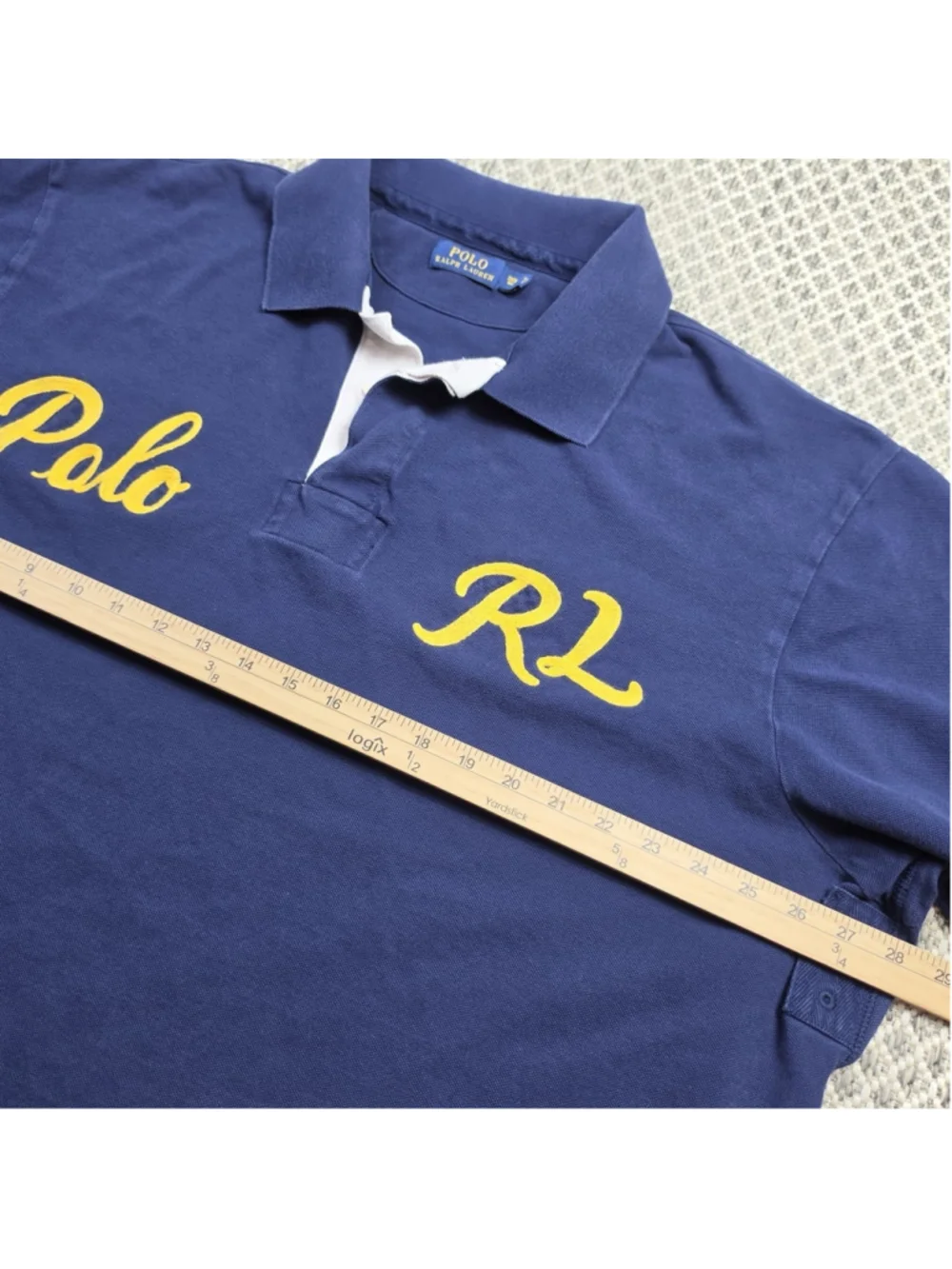 Polo Ralph Lauren Mens 3XB Navy Yellow Script Logo 67 Big Tall Polo Shirt